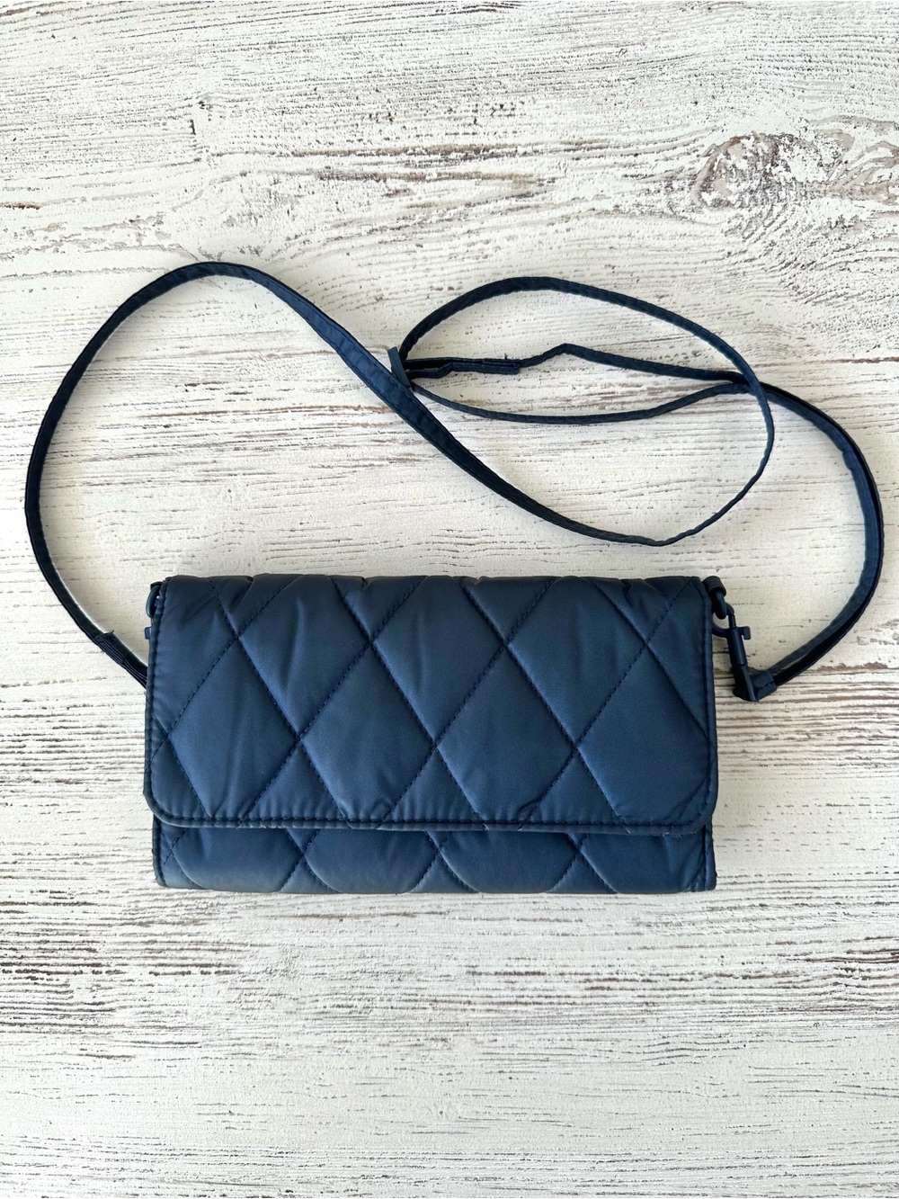 VERA BRADLEY Quilted Small Wallet Shoulder Crossbody Bag Navy Blue